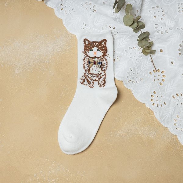 

дети в трубку осень и зима новый мультфильм хлопка кошек животных корейской версии хлопок носки и носки академического стиля 3tzum, Black