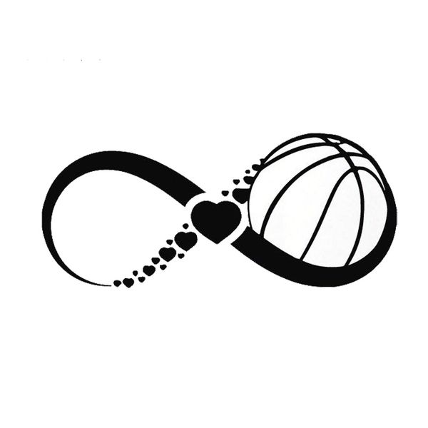 

17.7*7.8cm fashion infinite love basketball bumper sticker cartoon images of basketball shape vinyl decals black/silver c7-0221