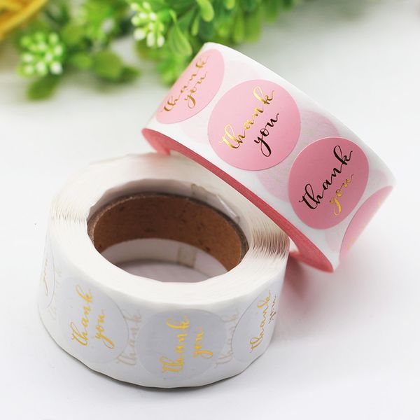 

500pcs 1inch gold foil thank you lables stickers thank you for your order stickers for weeding gift box envelope seals stickers