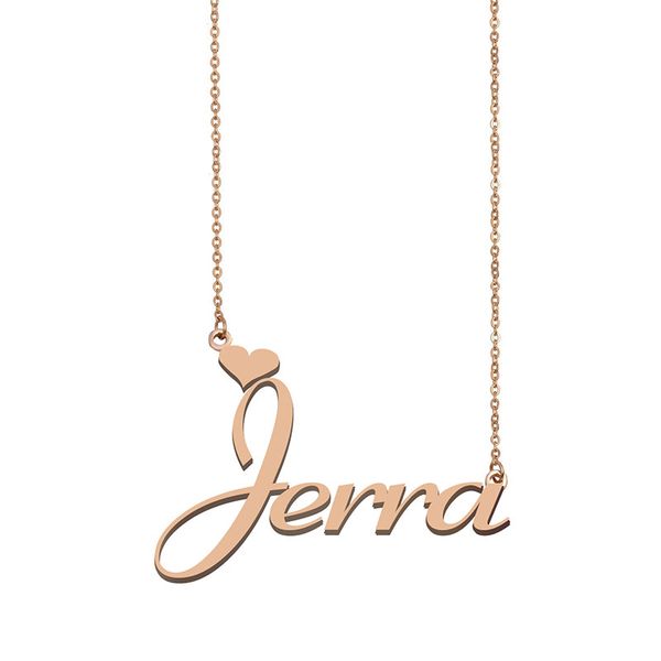 

jerra name necklaces pendant custom personalized for women girls children friends mothers gifts 18k gold plated stainless steel, Silver