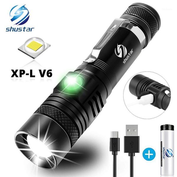 

flashlights torches ultra bright led with xp-l v6 lamp beads waterproof torch zoomable 4 lighting modes multi-function usb charging1