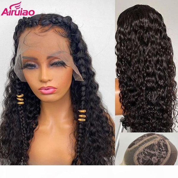 

water wave t part lace front wigs for black women brazilian invisible hd transparent lace wigs with middle part 150 180 250 remy, Black;brown