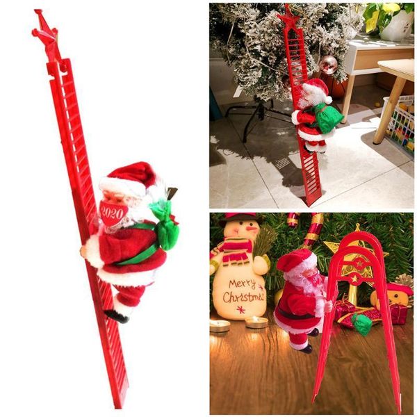 

with music living room christmas battery powered party electric climbing ladder santa up down deskgift home decor plush doll1