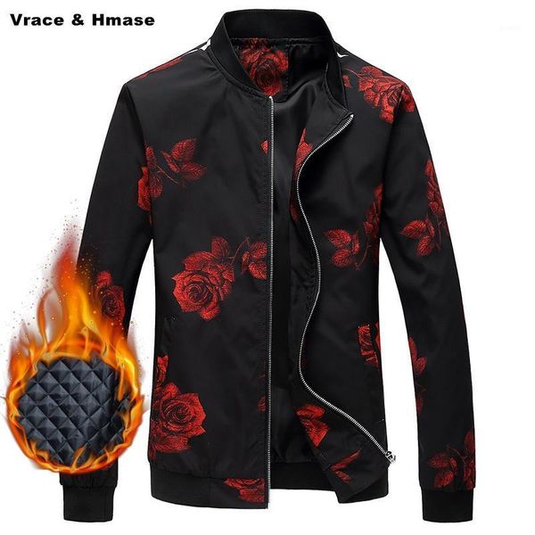 

chinese style beautiful flower pattern 3d printing fashion boutique jacket 2021 new quality cotton liner winter jacket men m-6xl1, Black;brown
