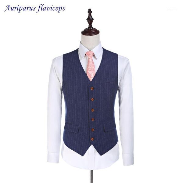 

navy blue pinstripe groomsman slim fit waistcoat in wool wedding vest 5 buttons worsted wool suits 2018 (vest)1, Black;white