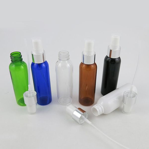2022 Novo 50 x 60ml Âmbar preto azul verde claro pet pet de plástico frascos de pulverização vazio recarga 2 oz névoa bomba de perfume