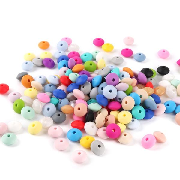 

tyry.hu 1000pc 12mm silicone lentil abacus beads baby teething beads bpa baby teether necklace pendant pacifier chain toys