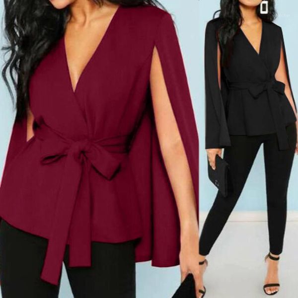 

stylish v neck cape coats womens solid jackets 2020 zanzea casual long sleeve blusas overcoats female false two-piece 1, Black;brown