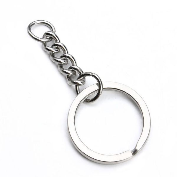 

louleur 5pcs/lot 28mm stainless steel key chain key ring with open link chain for diy jewelry making qylukb, Silver