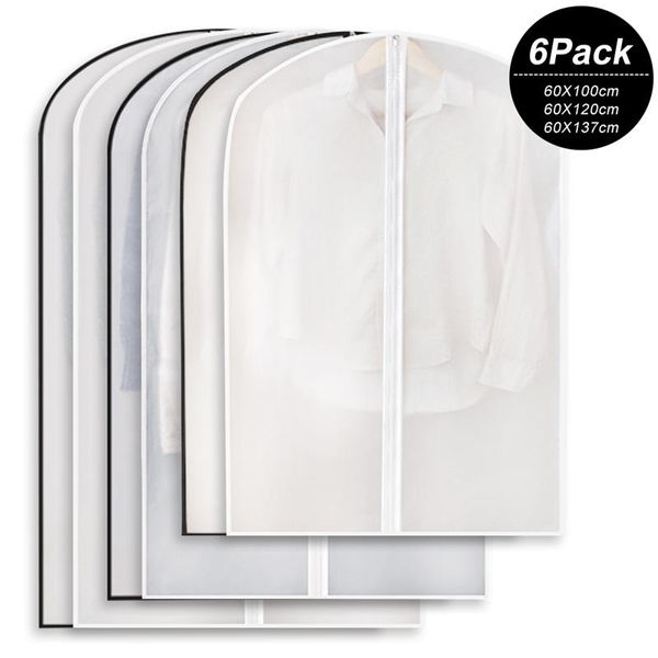 

peva waterproof clothes dust cover dress suit garment protector storage bag wardrobe clothing organizer closet hanging case 6pcs