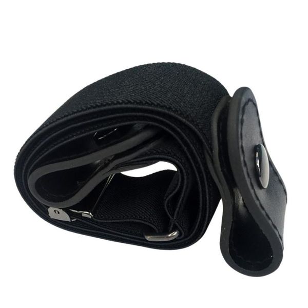 

clothes accessories canvas leather buckle women men belt 95cm elastic buckle-elastic invisible belt for jeans birthday gift, Black;brown