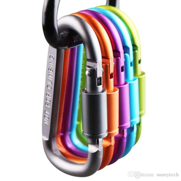 8cm Alumínio Carabiner D-Ring Chaveiro Chaveiro Clipe Keyring Snap Gancho Jogo de Viagem Ao Ar Livre Atacado LX1705