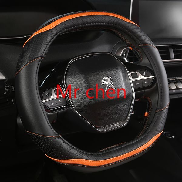 

universal steering wheel cover leather handle accessories for dongfeng peugeot 4008 5008 logo 508l black