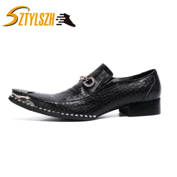 

fashion men's crocodile grain dress shoes man casual pointed toe oxfords mens luxury genuine leather business office oxford shoe, Black