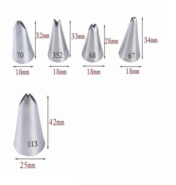 

5 шт. набор листьев насадки из нержавеющей стали глазурью трубопроводы форсунки советы кондитерские кондитерские наконечники для торта украш