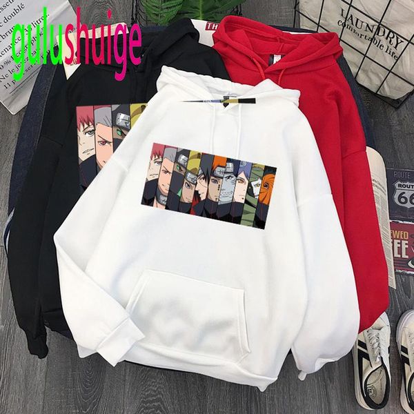 

harajuku cool cartoon hoodies men fashion japanese anime akatsuki printed sweatshirt 90s graphic hiphop hoody male, Black