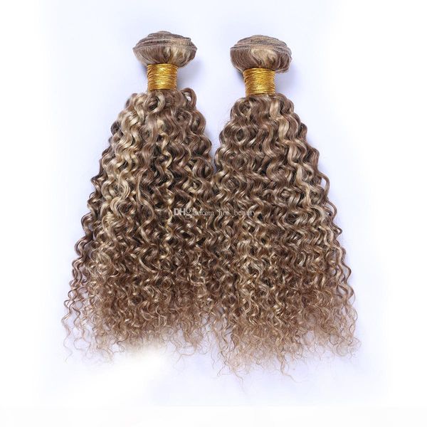 

8 613 mix color hair weaves deep wave curly hair extensions light brown and blonde human hair weaves 3pcs lot piano color bundles, Black