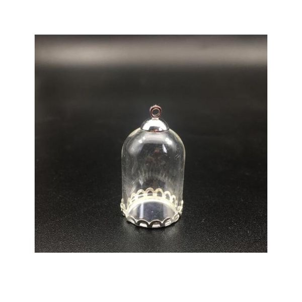 

10set 25*18mm hollow tube glass jar with silver setting tray beads cap set glass vials pendant craft display jewelry bbyram, Black