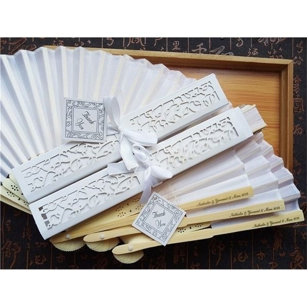 

30 pcs/lot personalized luxurious silk fold hand fan in elegant laser-cut gift box +party favors/wedding gifts+printing 1027