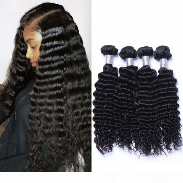 

malaysian hair weave bundles deep wave bundles human hair 4 bundles virgin hair extensions 100g pc, Black