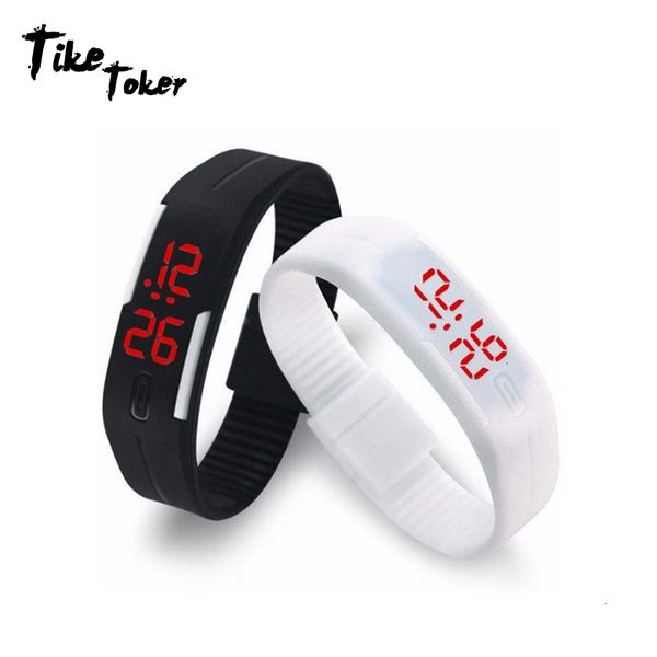 

led digital watch electronic wristwatches korean lovers men women watches creative calendar colorful rubber smart montre femme10, Silver