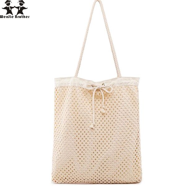 

wenjie брат новый холст сумки моды женского плеча мешок случайные кружева полый мешок универсальный холст женской женщины леди