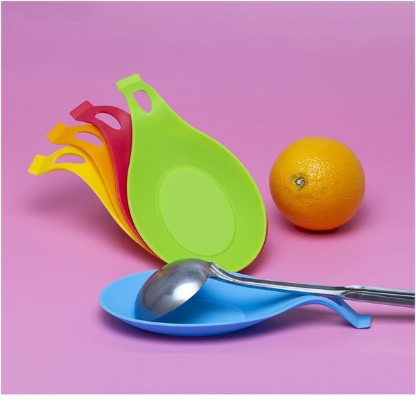

1pcs 9.5*19.5cm kitchen tool accessories sile spoon mat,spatula european style spoon pad for kitchen gadget kitchen bbygky