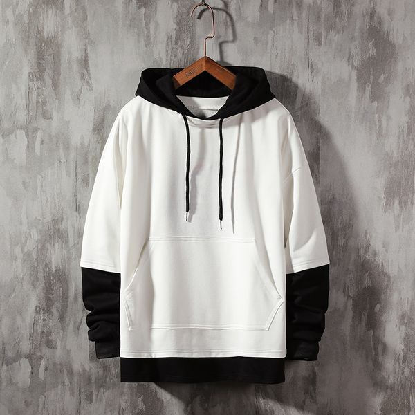 

singleroad oversized mens hoodies men autumn patchwork sweatshirt hip hop japanese streetwear harajuku green hoodie men 201014, Black