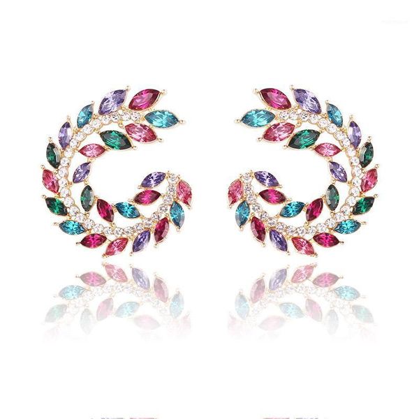 

dangle & chandelier lubov fashion hollow out spiral colorful leaves drop earrings charm rhinestone for women piercing trendy jewelry wholesa, Silver