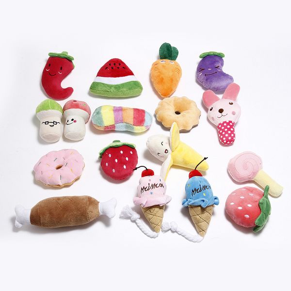 

pet supplies plush squeaky bone dog toys animals cartoon puppy training toy soft banana carrot and vegetable