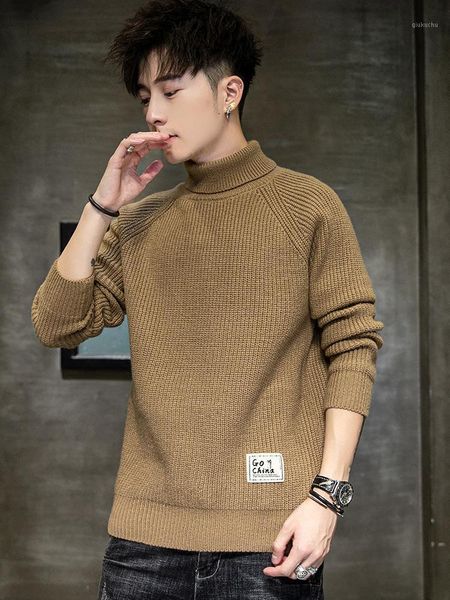 

knitwear men's autumn and winter new pullover korean loose trend male turtle neck handsome sweater f1, White;black