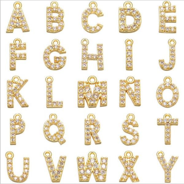 

micro pave settings zircon initial letter charms pendants for necklace big small earrings jewelry findings mix wholesale, Bronze;silver