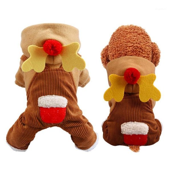 

pet christmas plus velvet thick warm elk overalls jumpsuit suitable for small and medium cats/dogs1