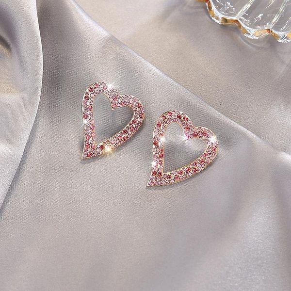 

stud lats korea earrings heart shaped curved for women 2021 kolczyki earings fashion jewelry1, Golden;silver
