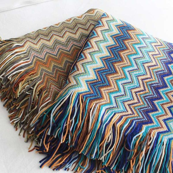 

127*170cm bohemia throw blanket polyester knitted blanket leisure sofa bed cobertor1