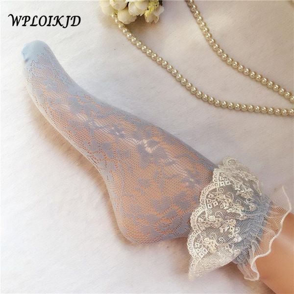 

socks & hosiery [wploikjdkorean creative hollow out ]princess flowers lace mesh women heap harajuku calcetines mujer, Black;white