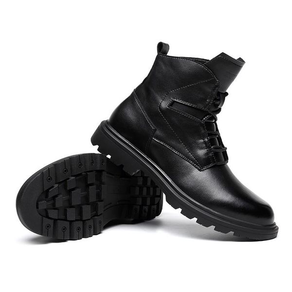 

genuine leather mens shoes boots 2020 tactical boots mens combat high lace up desert worker black male shoes