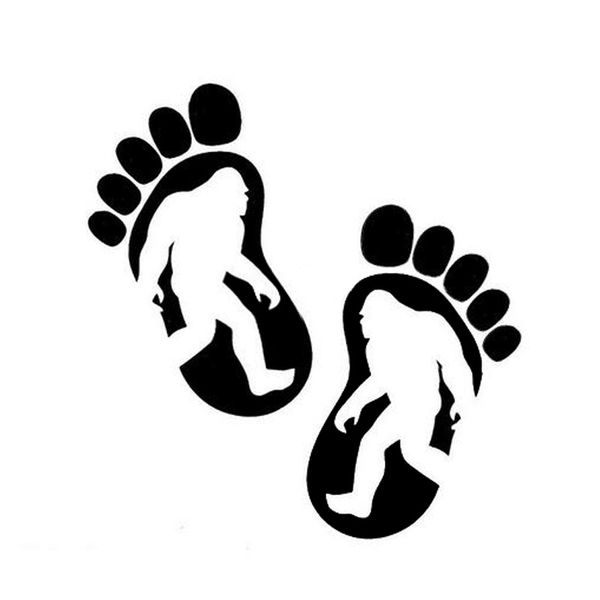 

15*15cm bigfoot footprints car sticker decal cartoon foot motorcycle car styling black/silver c2-0194