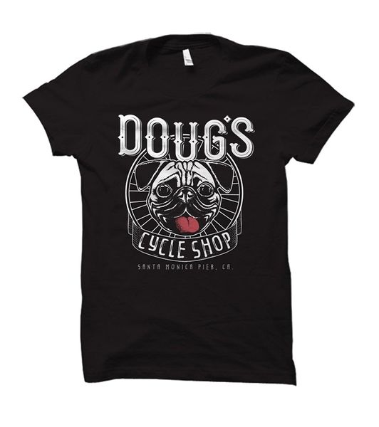 

fashion doug's cycle shop santa monica pier t-shirt tee shirt sport hooded sweatshirt hoodie