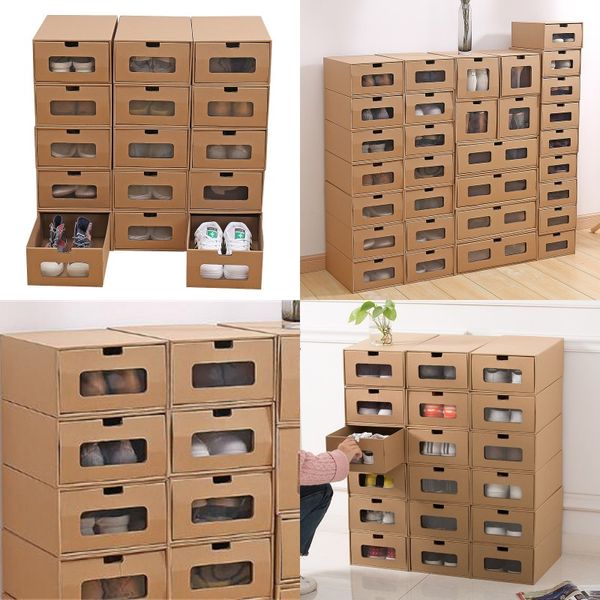 

man woman drawer type paper shoe storage box thickening papers quality shoes storages boxes women men organizer case 3 96yj3 l1