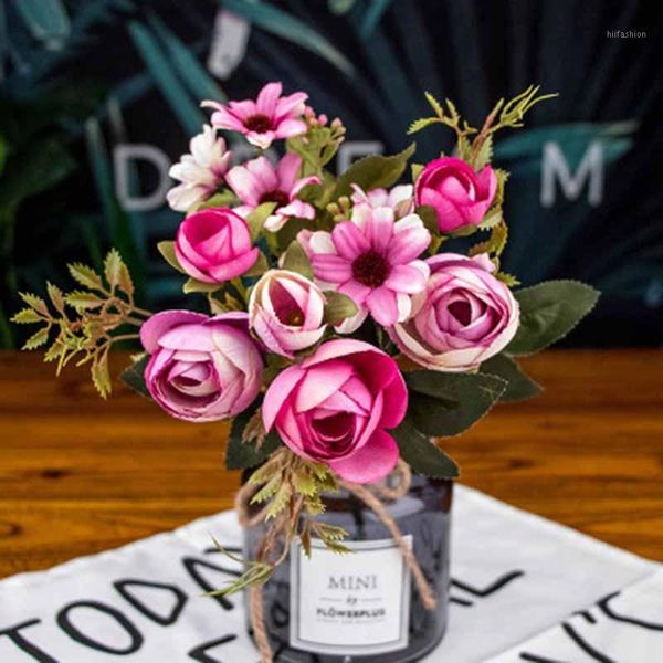 

rose artificial silk flowers bouquet 12 heads fake flowers decoration for wedding home accessories new arrival1