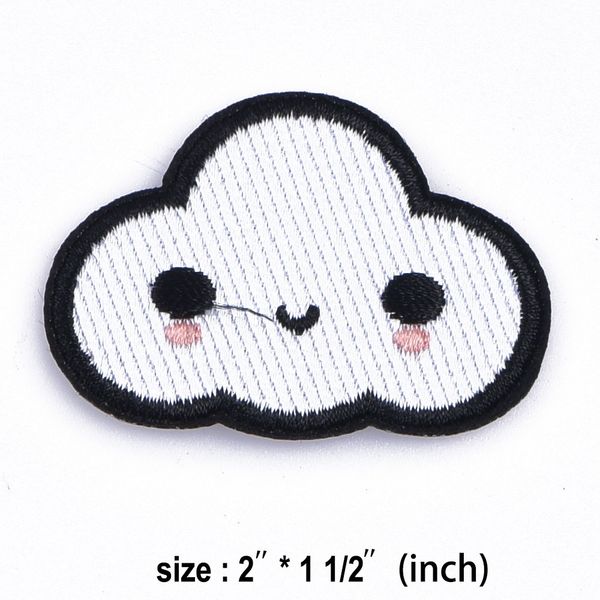 

stock or customize personalized cloud embroidery patches for clothing, White;pink