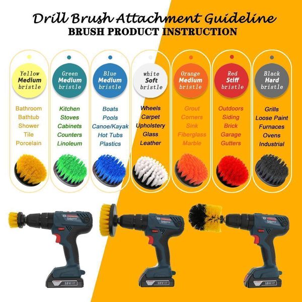 

6pcs/set electric drill power scrub clean brush electric drill brush kit for grout, tiles,bathroom, kitchen & q wmtnbo