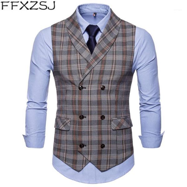 

ffxzsj 2019 selling mens suit vest fashion casual everyday slender checker lattice men's vest coat thin business jacke1, Black;white