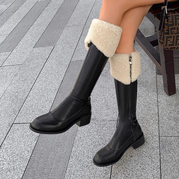 

winter women knee high boots new party night club shoes woman black colors genuine leather ladies riding snow boots1