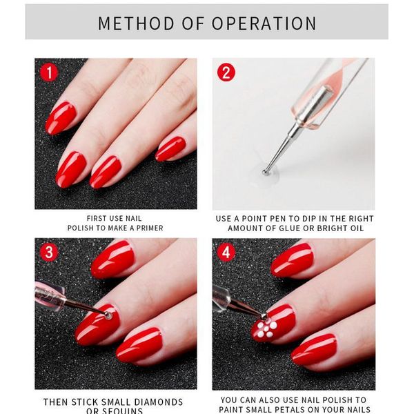 

5 mode nail art acrylic point flower double head diamond embroidery drill dot painting pen rhinestone picker crystal han qylheo, Silver