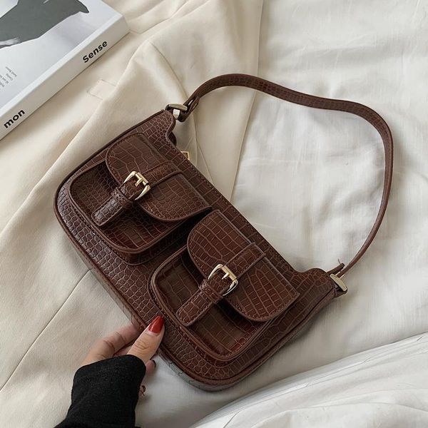 

crocodile pattern armpit bag 2020 fashion new pu leather women's designer handbag vintage shoulder messenger bag