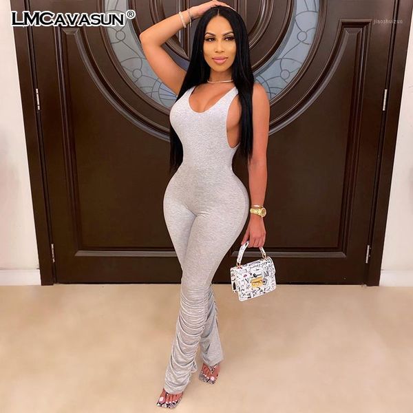 

lmcavasun women sleeveless draastring waist jumpsuit casual solid skinny overalls chic summer jumpsuits1, Black;white