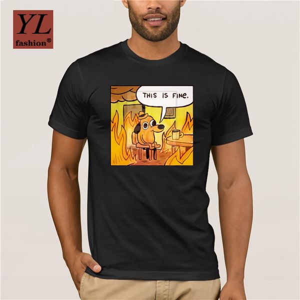 

men s t shirt cartoon fun this is fine updated t shirts short fashion sport hooded sweatshirt hoodie