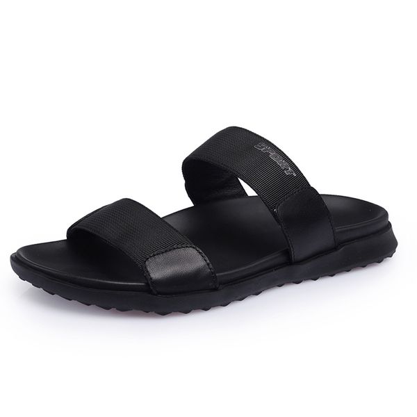 

genuine male slippers from every game of leather leisure men's chinese beach-to-outdoor shoes lxwb, Black